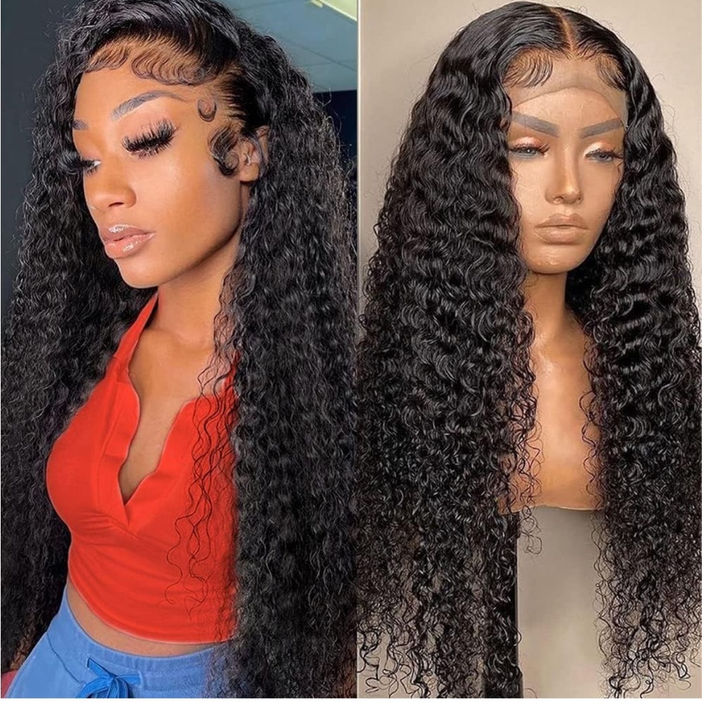 NEW 30 Inch Deep Wave Frontal Wig Human Hair 10A Brazilian Deep Curly Lace Front